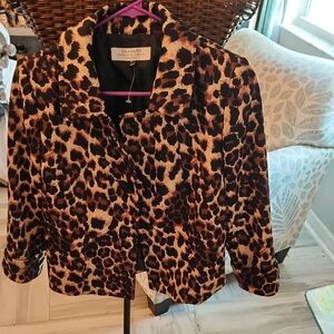 Tahari Leopard-Print Blazer in Brown and Black
